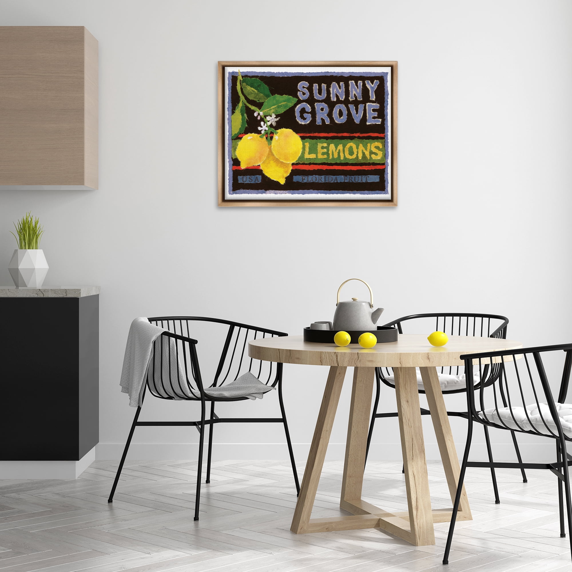 Stupell Industries Sunny Grove Lemons Food & Beverage Painting Brown Floater Framed Art Print Wall Art, 31 x 25