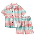 thumbnail image 2 of naisibaby Summer Boys Girls Hawaiian Beach Casual Suit, Kids Short Sleeve Turndown Neck Tops Printed Shorts Two-piece Sets Mint Green 10 T, 2 of 3