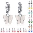 thumbnail image 2 of Women Butterfly Earrings Rhinestone Copper Pierced Earrings Dangle Earrings, 2 of 10