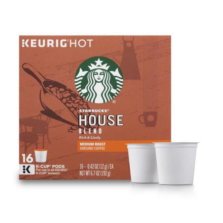 - (4 Pack) Starbucks House Blend Medium Roast Single Cup Coffee for Keurig Brewers, 1 Box of 16 (16 Total K-Cup Pods)