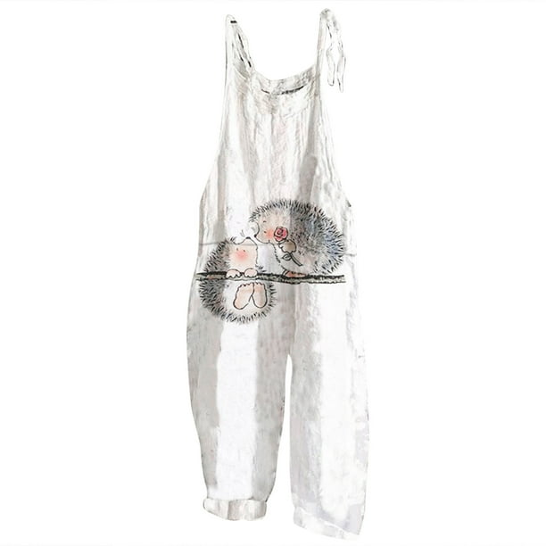 Mameluco con bolsillo estampado informal a la moda para mujer, mono largo con tirantes, mono Pompotops ulkah942388