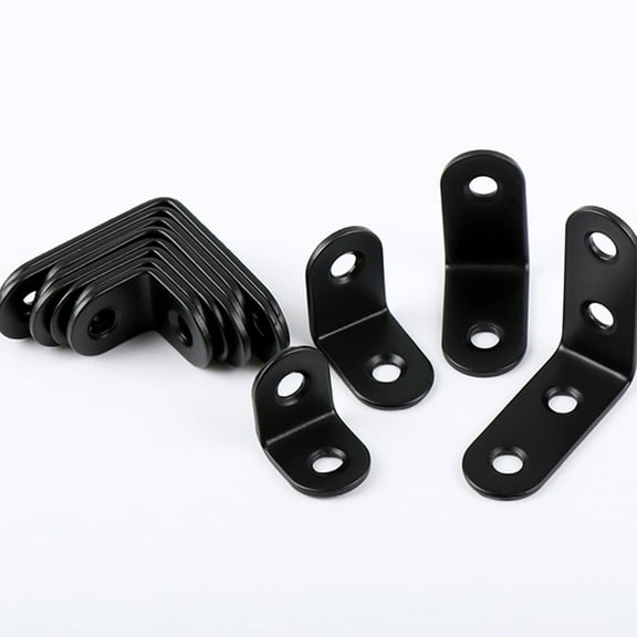 STOBOK Black Stainless Steel Right Angle Bracket, Heavy Duty for Home Shelves