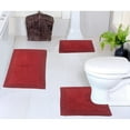 thumbnail image 2 of Home Weavers Inc Luxury Collection 100% Cotton Non-Slip Bathroom Rug Set, Machine Washable- Bathroom Rug, Bath Rug 17"x24", 21"x34", 20"x20" - Red, 2 of 5