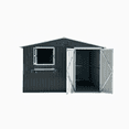 thumbnail image 6 of LuckyNote 10x8 FT Outdoor Metal Storage Shed, Coal Gray, Lockable Double Door Tool Shed with Window & Flower Rack, Weatherproof, 6 of 16
