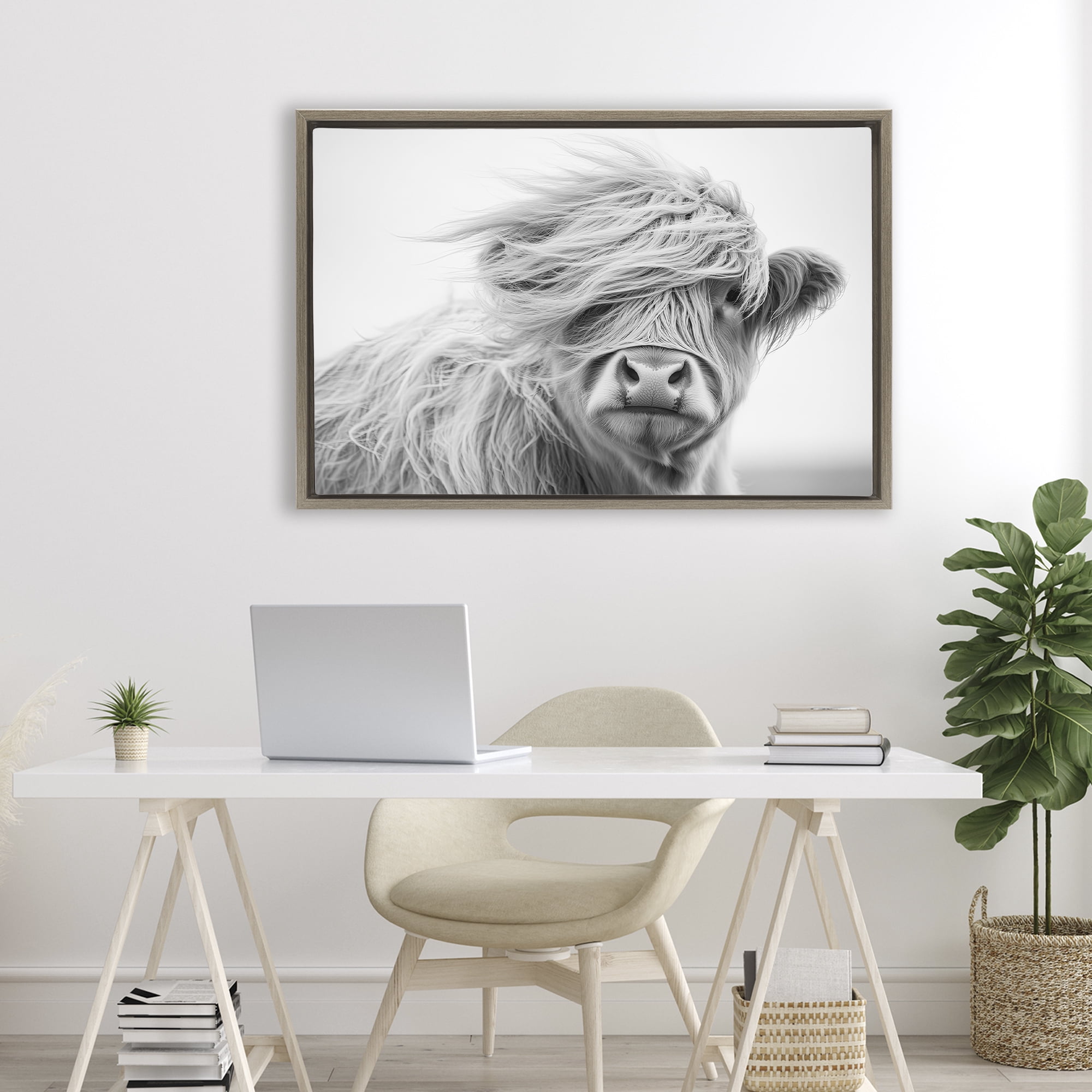 Stupell Industries Easy Breezy Highland Brown Framed Floater Canvas Wall Art, design by Tina LeCour
