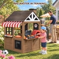 thumbnail image 6 of Auarte Outdoor Playhouse for Kids Ages 3+, Wooden Play House with BBQ Grill, Pizza Oven, Pretend Food, Cash Register, Doorbell, Toy Phone, Blackboards, 6 of 11