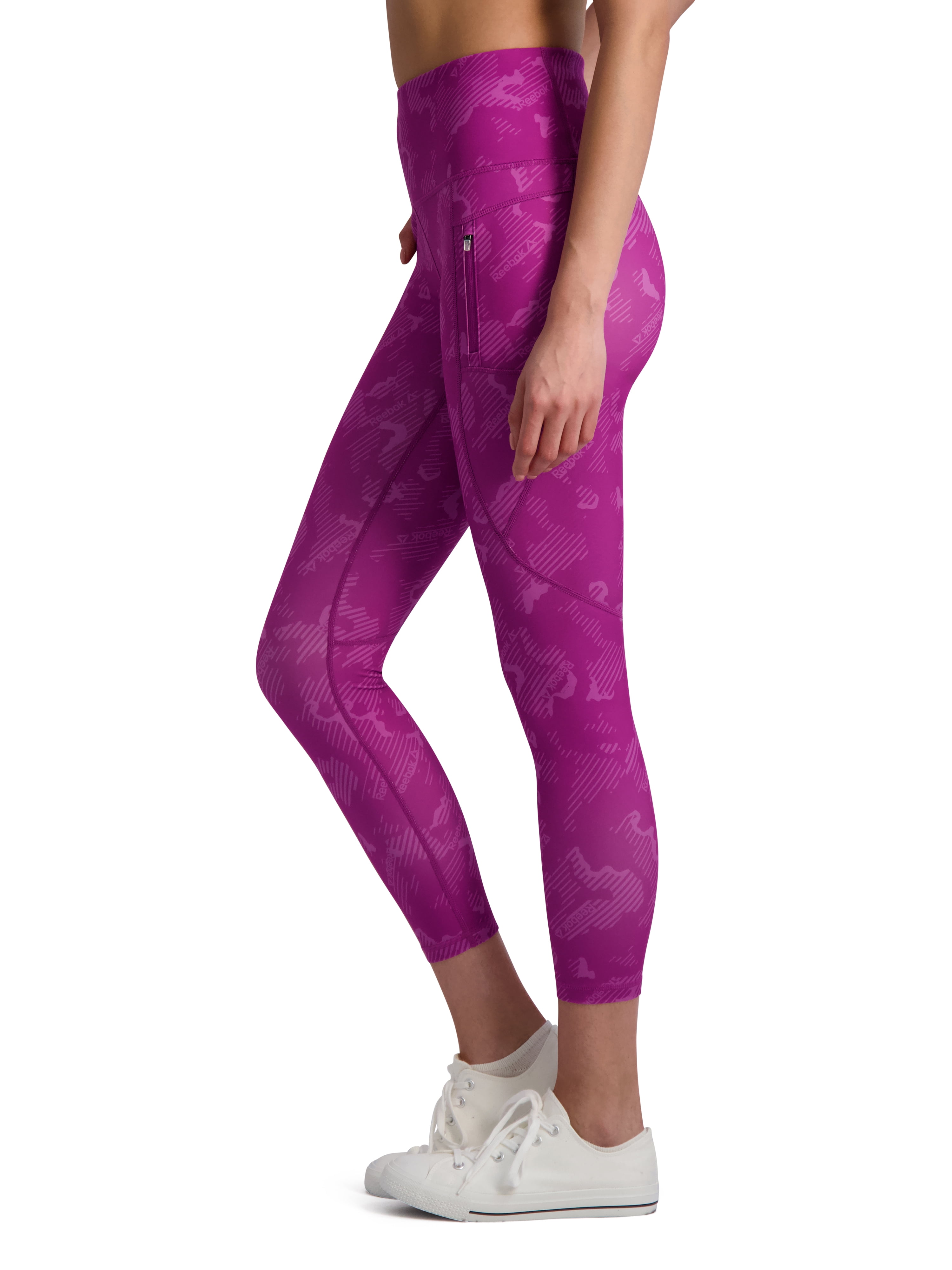 Reebok Women's Printed Prime Highrise 7/8 Legging with 25 Inseam and Side  Zipper Pocket 