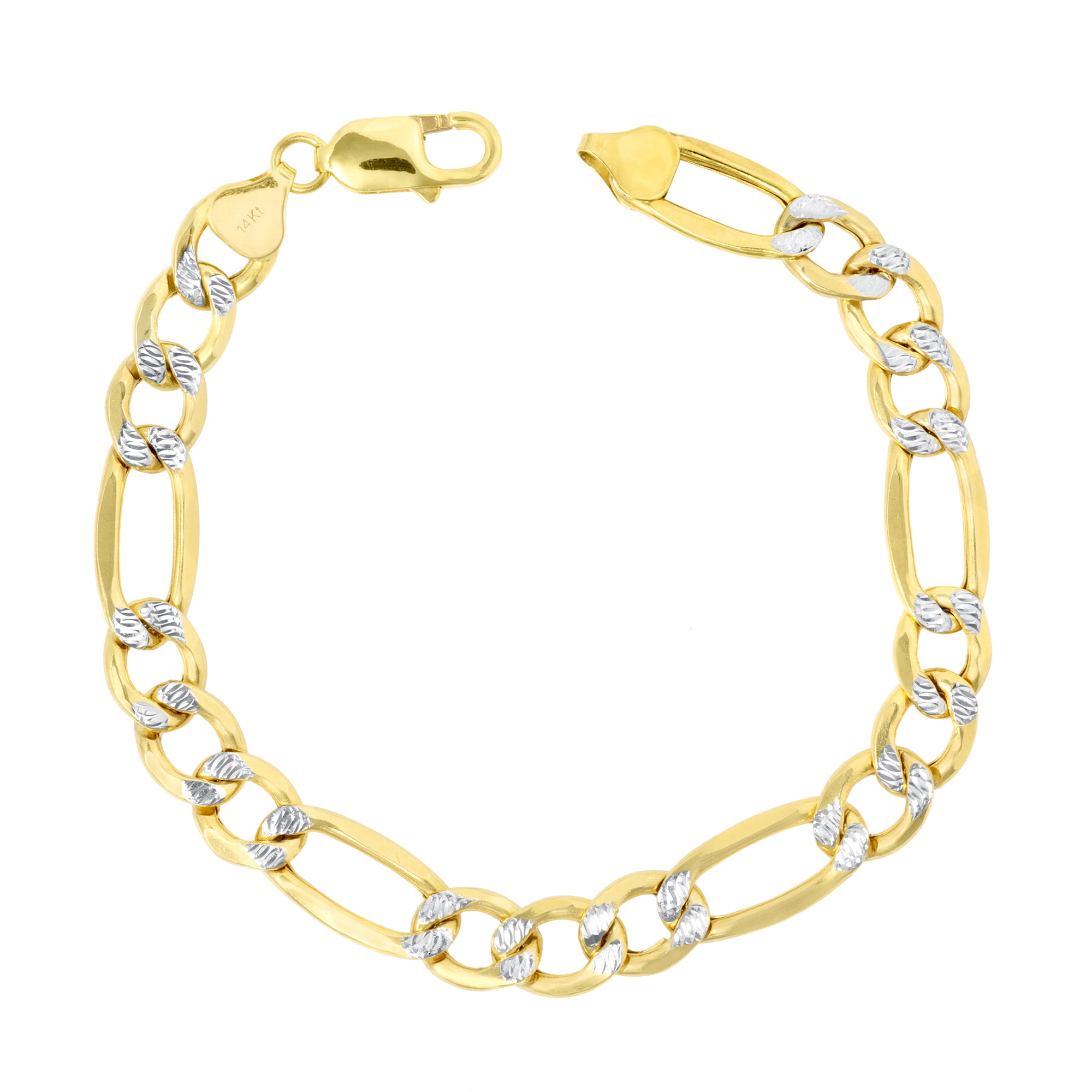 Solid 10k Yellow Gold Figaro Chain Bracelet 