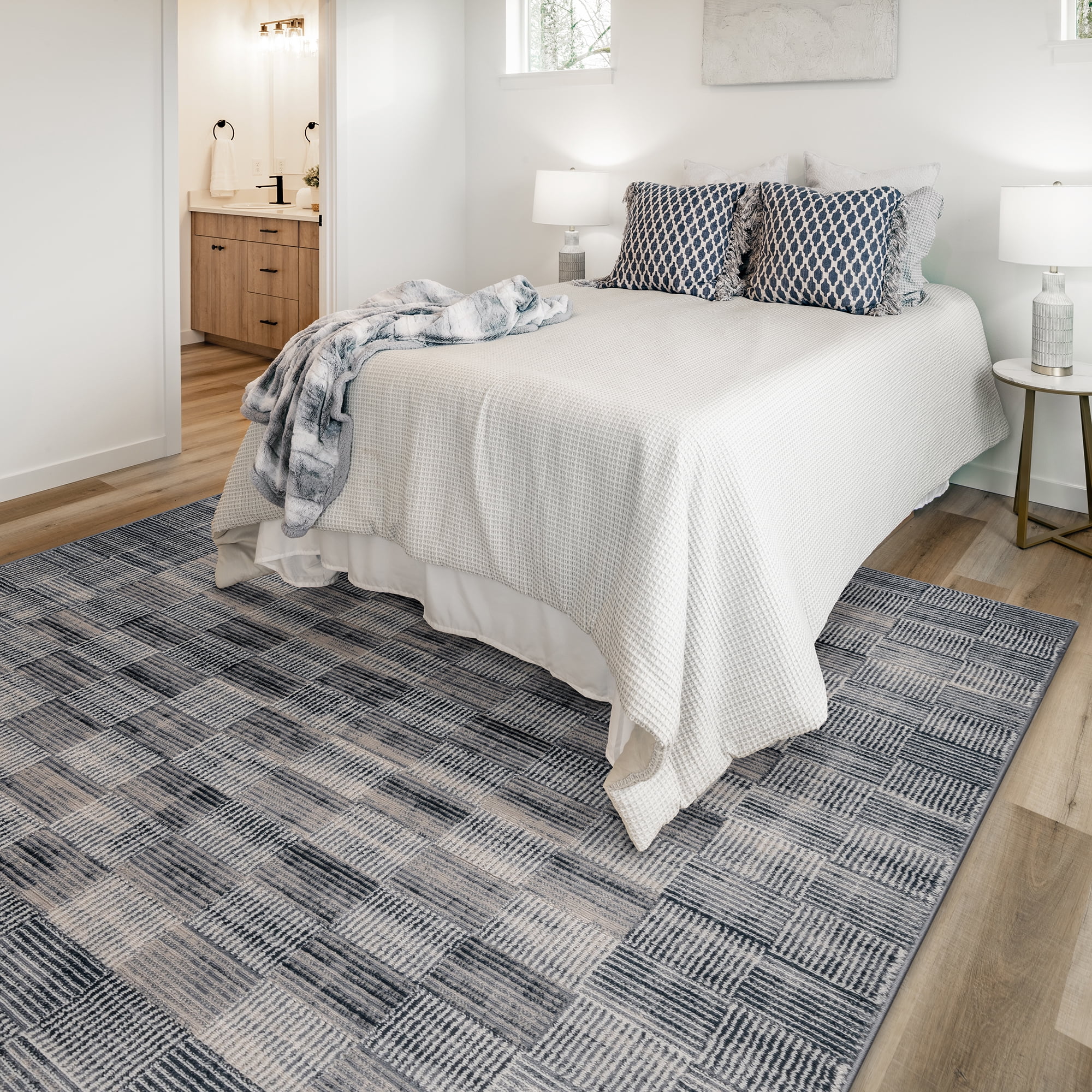 Gertmenian Bloom Lyla Modern Checkered Blue Area Rug, 6x9