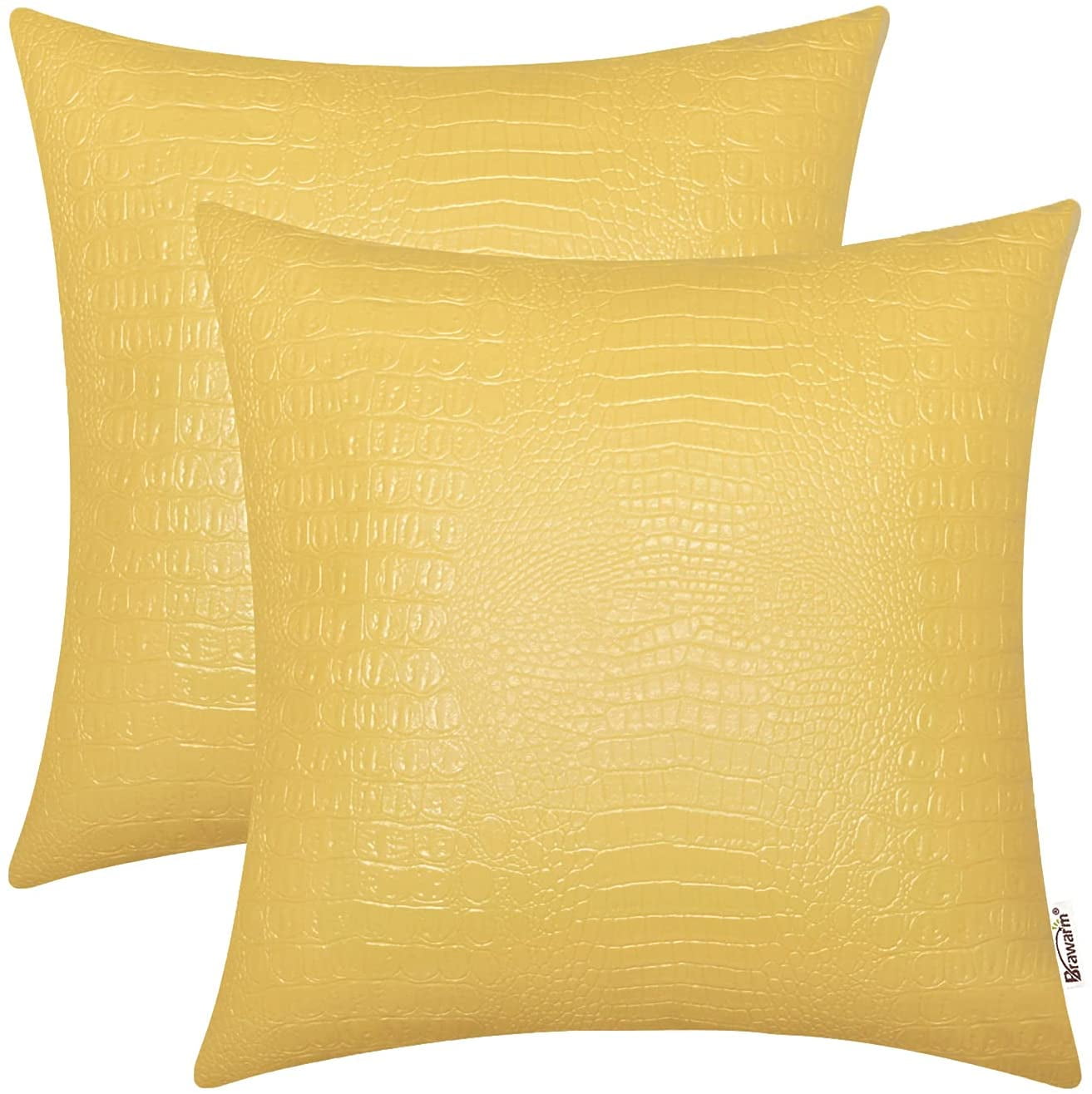 2Pcs Bright Yellow Bolster Covers Pillows Shells Dyed Soft Chenille Sofa 12x20" 