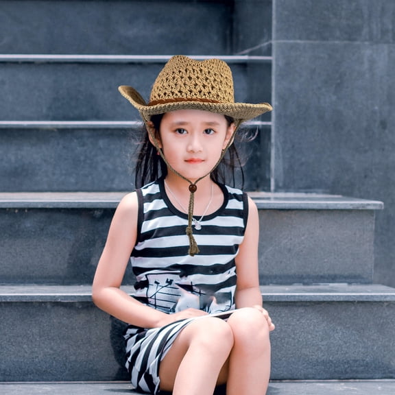 LOLIPPYY Light Yellow Wide Brim Straw Beach Hat for Outdoor Sun and