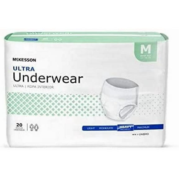 McKesson Ultra UWBMD Adult Absorbent Underwear Pull On Medium Disposable Heavy Absorbency, Pack of 20