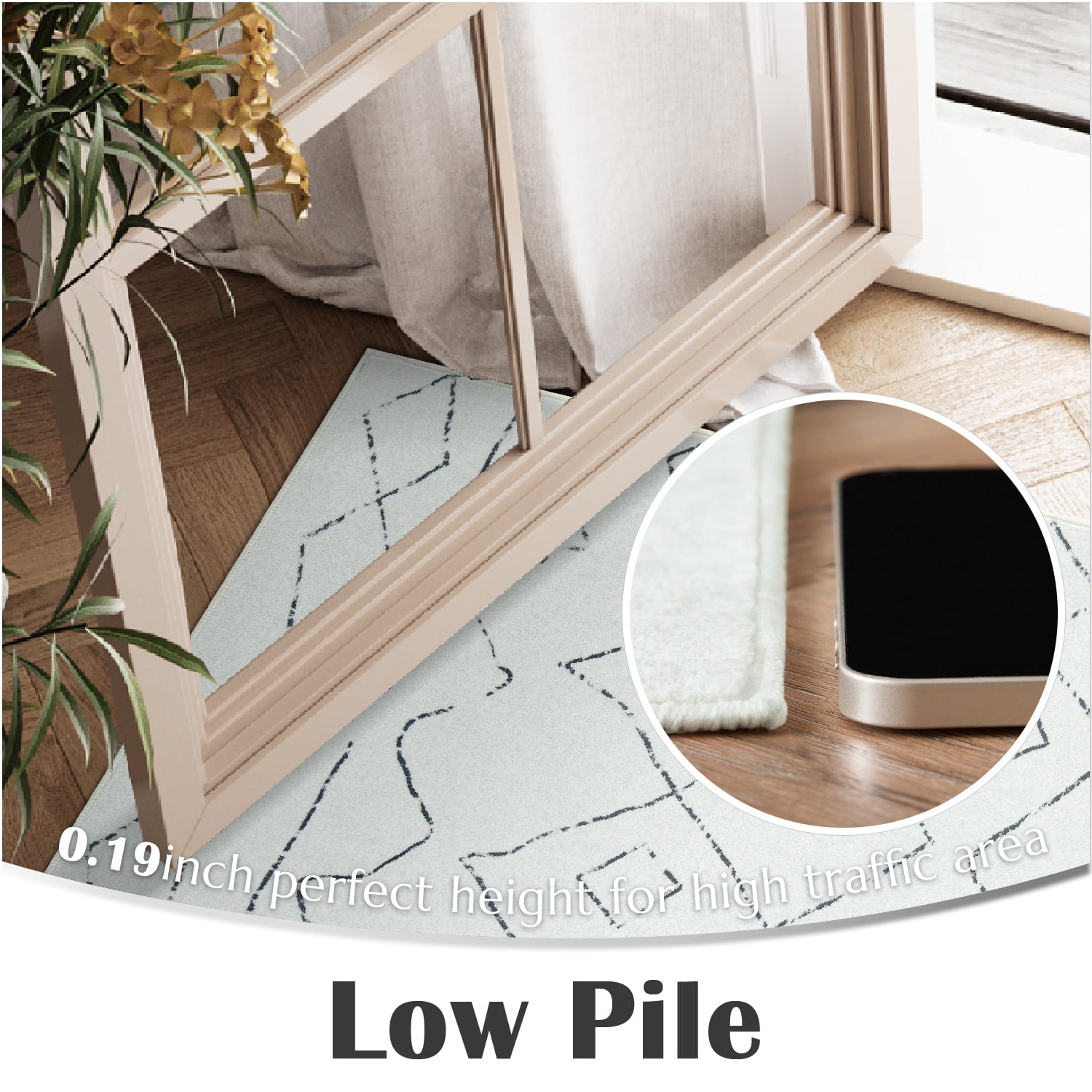 RUGKING Modern Runner Rug 2x6 Boho Washable Rug Hallway Runner off-white Non Slip Carpet for Bedroom Kitchen