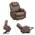 thumbnail image 2 of Costway Electric Recliner Chair Massage Sofa Leather w/ USB Charge Port Brown, 2 of 12