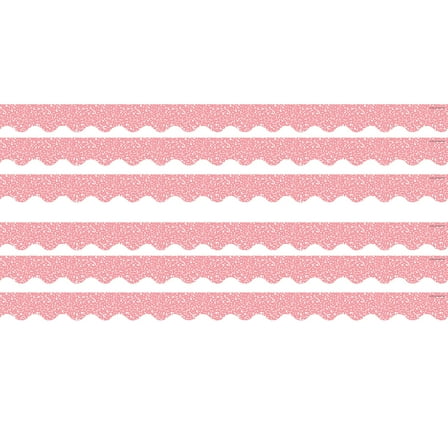 Teacher Created Resources Composition Pink Scalloped Border Trim, 35 Feet Per Pack, 6 Packs