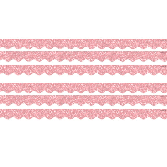 Teacher Created Resources Composition Pink Scalloped Border Trim, 35 Feet Per Pack, 6 Packs