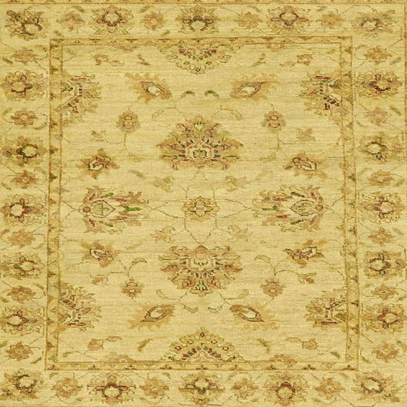 Ahgly Company Machine Washable Indoor Square Abstract Orange Area Rugs, 4' Square
