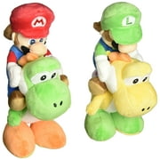 Little Buddy Super Mario Plush Doll Set of 2 - Mario Riding on Yoshi & Luigi Riding on Yoshi
