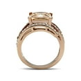 thumbnail image 3 of Women's Stainless Steel Rose Gold Princess Cut Champagne Zirconia Cocktail Ring Size 6, 3 of 5