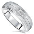 thumbnail image 2 of Pompeii Mens White Gold Solitaire Brushed Diamond Wedding Ring (G,SI), 2 of 6