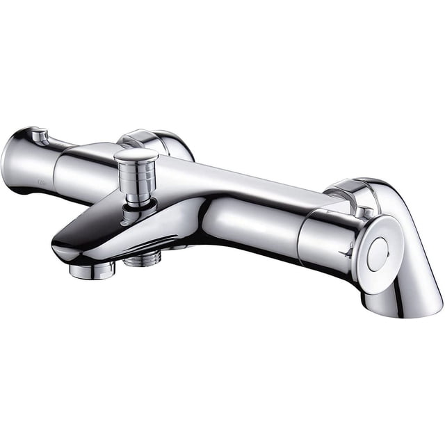 Mezclador termostático para bañera, con botón de seguridad de 38° Mezclador termostático para ducha de baño, grifo termostático para bañera, cromado, latón