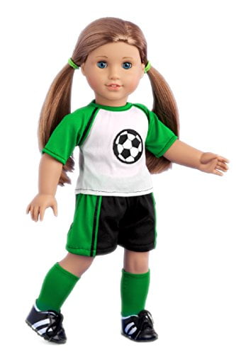 DreamWorld Collections Soccer Girl 4 Piece Soccer Outfit Shirt Shorts Socks and Shoes Clothes Fits18 Inch American Girl Doll Doll Not Included in Bahrain at BHD 35 Rating 5