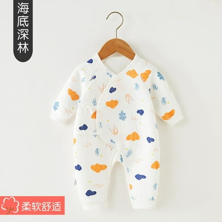 

QWZNDZGR Newborn Baby Bodysuit Boneless Warm Romper Newborn Monk Clothes Spring And Autumn 0-3 Months Baby Clothes Autumn And Winter