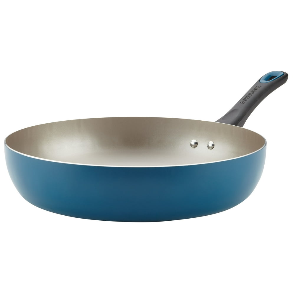 Farberware 12Inch Dishwasher Safe NonStick Teal Deep Frying Pan/Fry