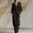 thumbnail image 2 of QQZ Wide Leg Hooded Jumpsuit For Women, Zip Front Elastic Waist Corduroy Casual Jumpsuit For Loungewear Vacation Daily Wear, 2 of 7