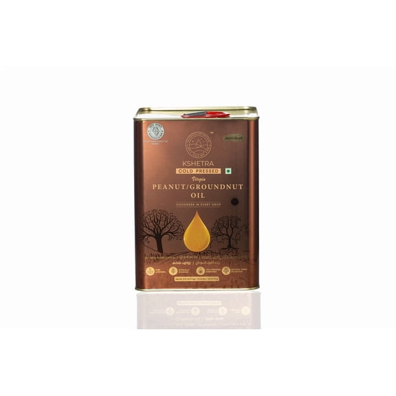 Kshetra Cold Pressed Groundnut Oil, Virgin Unrefined Cooking Oil, 5 Ltr