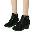 thumbnail image 4 of POROPL Ankle Boots for Women Chunky Wedge Shoes,Boots for Saving Size 5, 4 of 7