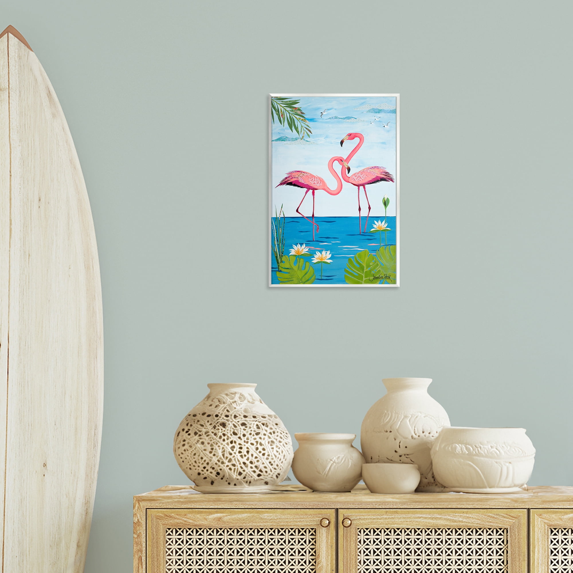 Stupell Industries Pretty In Pink Flamingos Animals & Insects Painting Unframed Art Print Wall Art, 13 x 19