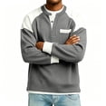 thumbnail image 2 of Stamzod Men's Crewneck Sweatshirt Spring Fall Color Block Button-Up Sweat Shirt Long Sleeve Knit Waffle Sweatshirts with Pocket Gray XXXL, 2 of 6