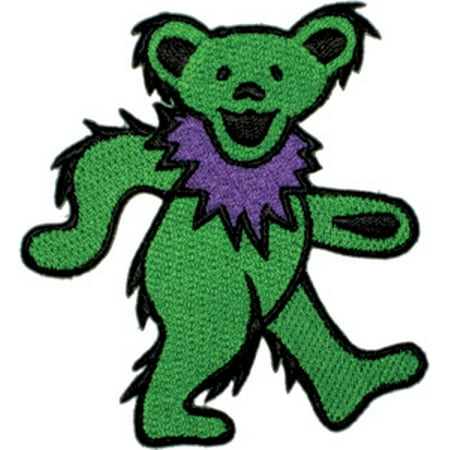 - GRATEFUL DEAD DANCING BEAR - GREEN, Officially Licensed, Iron-On / Sew-On, Embroidered PATCH - 5