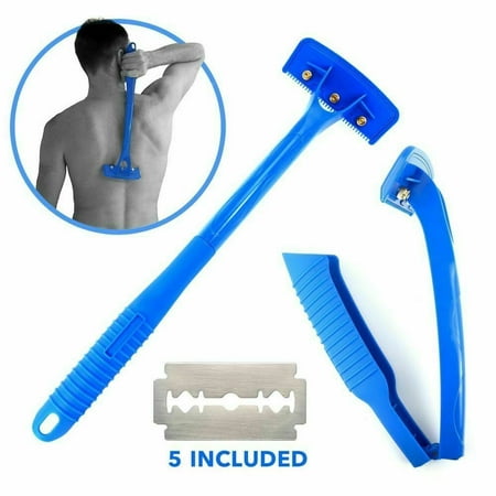 Back Hair Removal and Body Shaver (DIY), Foldable Easy to Use Curved Handle for a Close, Pain-Free Shave Wet or