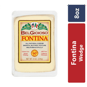 BelGioioso Fontina Cheese Wedge 8oz, Specialty Hard Cheese, Refrigerated Plastic Packet