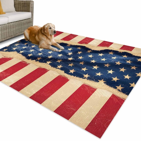 Outdoor Rug 3x5 ft Distressed Patriotic American Flag Waterproof Outdoor Patio Rug Mat Non Slip Outside Area Rugs Carpet for RV,Camping,Porch,Deck,Pool,Balconybackyard,4th of July Stars And Stripes