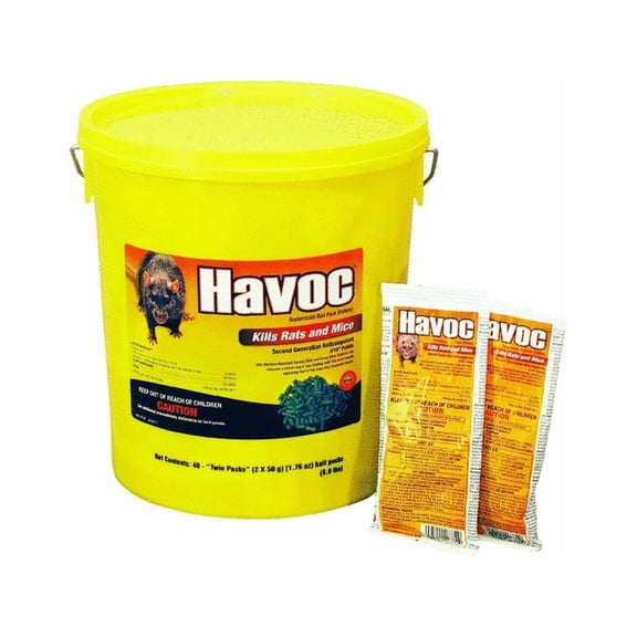 Neogen Havoc Rat & Mouse Bait - Rodenticide Trap, Solid Form - 40 Piece Count