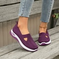thumbnail image 3 of Orthopedic Shoes for Women, 2025 Women Wide Width Breathable Walking Comfortable Slip on Sneakers, Non Slip Food Service Lightweight Sneaker, Nurse Shoes Arch Support Sneakers Dark Purple 9.5 Wide, 3 of 4