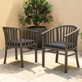 thumbnail image 2 of Tcbosik 2 Pieces Acacia Wood Outdoor Dining Chairs with Cushions, Armchair for Deck, Yard, Porch, Balcony, Grey, 2 of 10