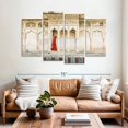 thumbnail image 2 of Elephant Stock Lady In Red Sari Wall Art - Horizontal Multi Panel Canvas - Living Room Wall Decor - City Multi Panel - Beige And Gray Decor - 68" x 42", 2 of 8