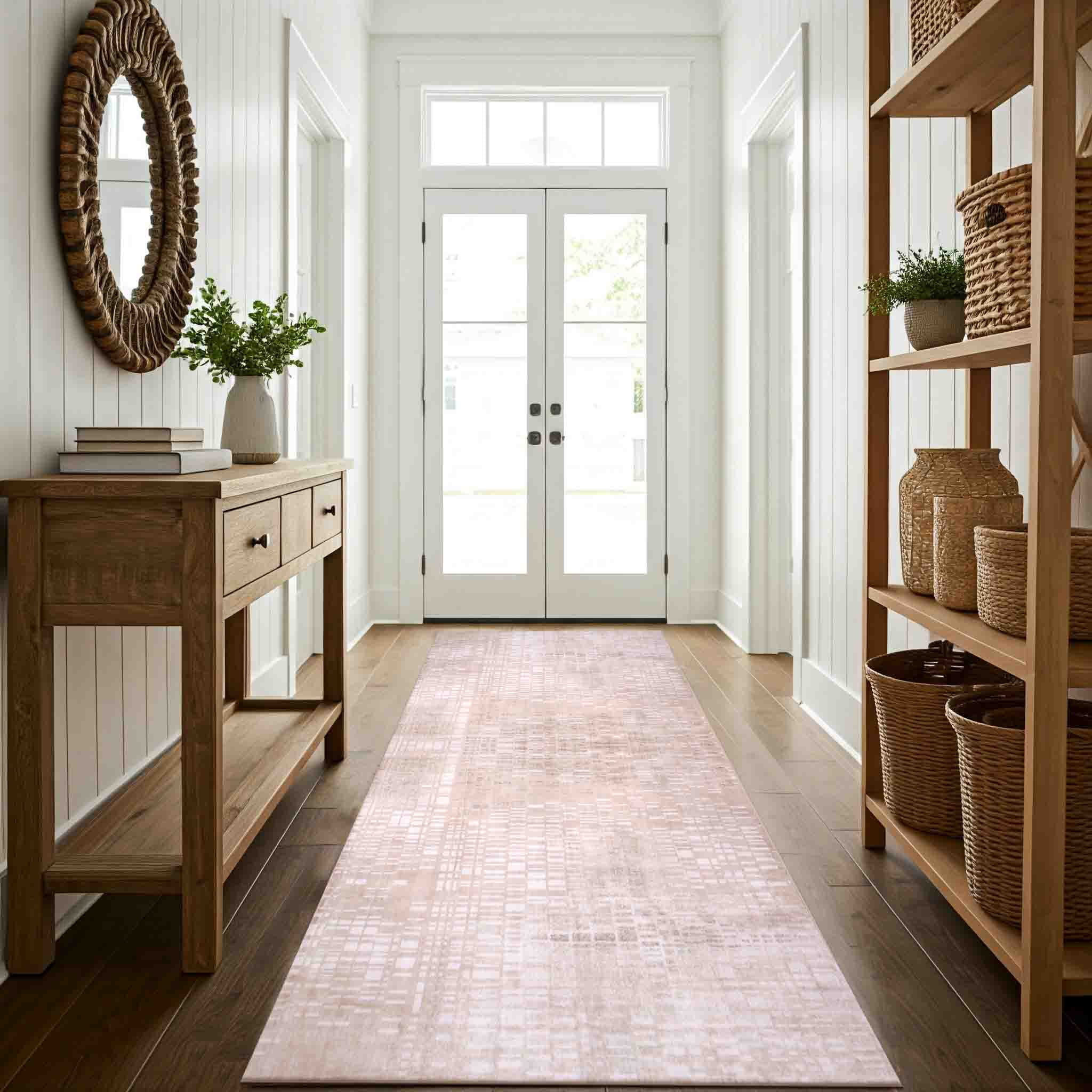 Delara 2.5'x7' Machine Washable Area Rug, Soft & Durable, Non-Slip, Stain Resistant, Urban Veil, for Bedroom, Living & Dining Room