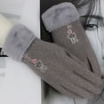 thumbnail image 4 of Eoperou 1 Pair Korean Style Embroidery Rabbit Pattern Anti-slip Ridding Gloves Women Winter Fluffy Lining Touch Screen Driving Gloves Costume Accessories, 4 of 8