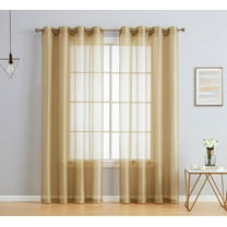 THD Basics 2 Piece Semi Sheer Voile Window Curtain Drapes Grommet Top Panels for Bedroom, Living Room & Kids Room - Set of 2 panels