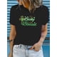 thumbnail image 1 of Camiseta gráfica "Lucky and Blessed" para mujer del Día de San Patricio - Azul rey, mezcla de algodón, manga corta, cuello redondo, lavable a máquina, para uso diario | Diseño divertido | Top elástico, 1 of 6