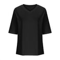 thumbnail image 6 of DeHolifer T Shirt for Women V-Neck Short Sleeve Solid Color Cute T Shirt Summer Casual Tee Tops Black S, 6 of 6