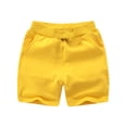 thumbnail image 2 of Boy's Girls Sports Shorts, Lightweight Athletic Running Kids Casual Elastic Waist Drawstring Summer cotton Shorts with Pockets Yellow 5Y, 2 of 5