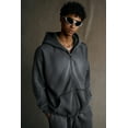 thumbnail image 4 of Men's Zip-Up Hoodies Unisex Vintage Heavyweight Hoodie Ripped Washing Streetwear Sweatshirt, 4 of 8