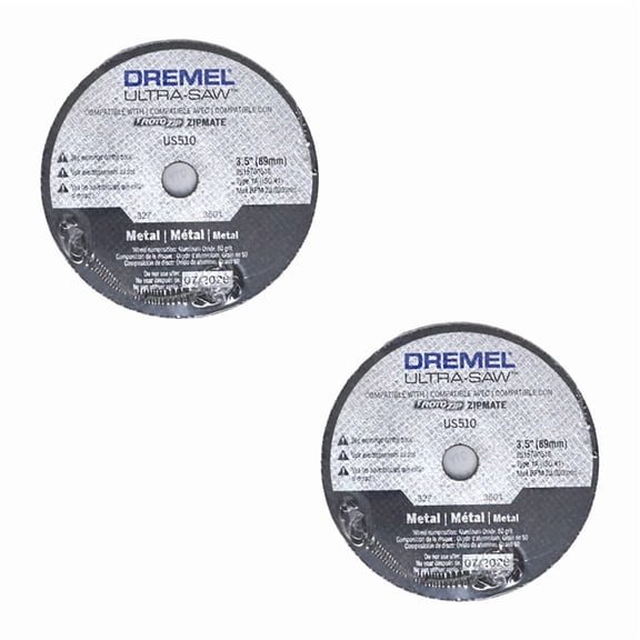 Dremel US510-01 Ultra-Saw 3.5-Inch Metal Cutting Wheel for Compact Saw US40 and US20V (2-Pack)