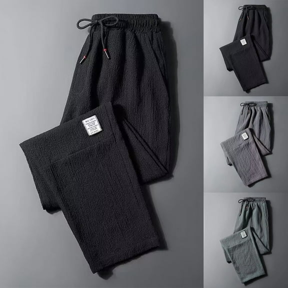 LEKDFST Baggy Sweatpants For Women Summer Lightweight Joggers Fashion Casual Ice Silk Thin Quick Drying Casual Loose Thin Straight Harun Cropped Athletic Sweat Pants For Womens Black L